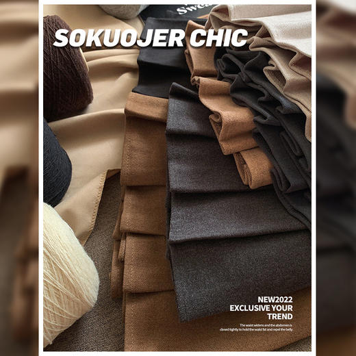 「品质百褶裙！数色可选」女秋冬半身裙毛呢加厚高腰短裙 黑色显瘦大码a字裙子 商品图2