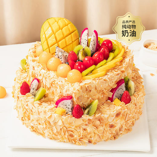 【鲜果蛋糕销量NO.1】6磅全心全意浪漫情侣蛋糕，缤纷鲜果，果香四溢，好评如潮 商品图0