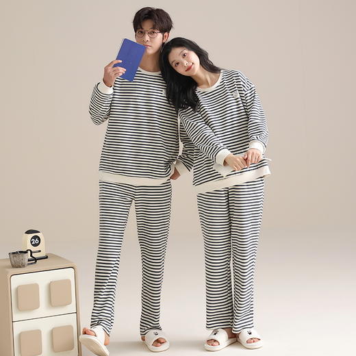 情侣磨毛暖暖睡衣 圆领套头保暖家居服套装（4-1117） 商品图9