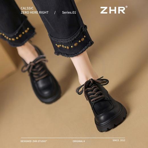ZHR则则真皮加绒小皮鞋女厚底百搭英伦风乐福鞋增高鞋子冬季单鞋 商品图7