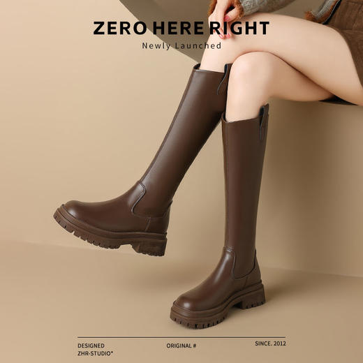 ZHR则则时尚百搭长筒靴2024新款气质法式后拉链女靴ins厚底骑士靴 商品图7