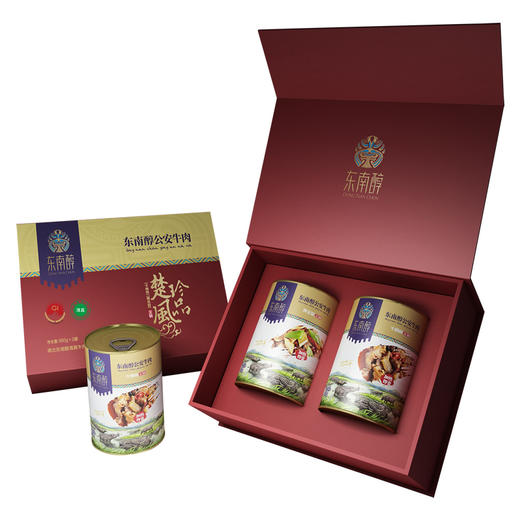 【清真】东南醇公安牛肉火锅罐装珍品礼盒（牛蹄筋+黄金管）950g*2 商品图4