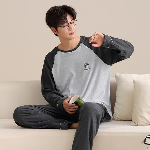 情侣磨毛暖暖睡衣 圆领套头保暖家居服套装（4-1117） 商品图12