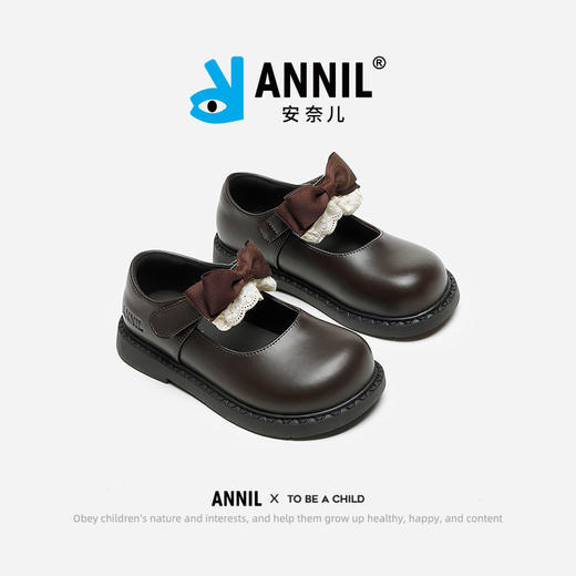 ANNIL/安奈儿韩版蝴蝶结女童皮鞋2024秋季新款儿童软底公主鞋潮HM4301066 商品图2