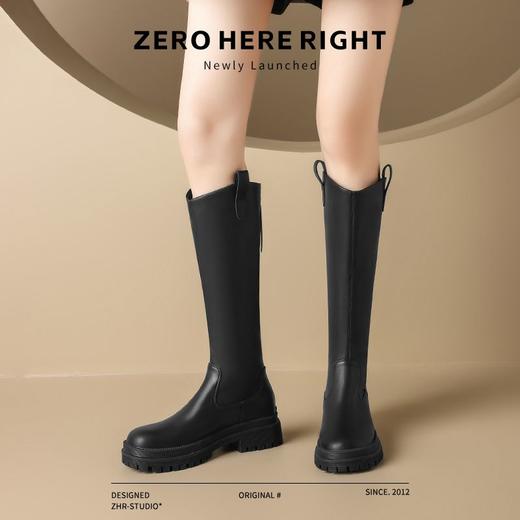 ZHR则则时尚百搭长筒靴2024新款气质法式后拉链女靴ins厚底骑士靴 商品图6