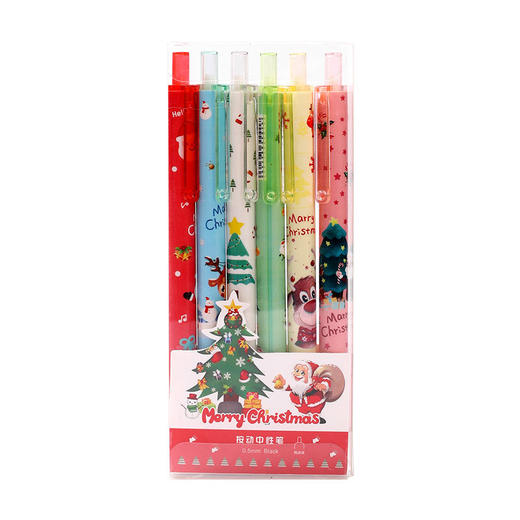「19.9到手18支！圣诞系列按压笔」ins高颜值麋鹿按压笔 可爱少女按压中性笔黑色速干水笔文具 商品图4