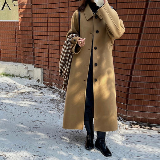 【顺丰包邮】41723 洛诗琳秋冬高级感羊毛大衣韩版小翻领毛呢大衣888A 商品图2