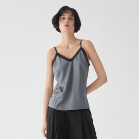 谜底纯色细吊带2025春季新款百搭V领宽松内搭上衣女无袖255MN3001