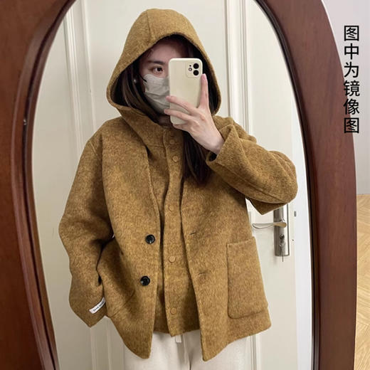 裁缝学苑AQ390韩版简约两件套连帽马甲双面羊毛绒呢外套纸样大衣女秋冬小个子短 商品图3
