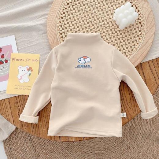 【59/2件】儿童双面磨绒保暖打底衫 男童女童内搭升温上衣 商品图5