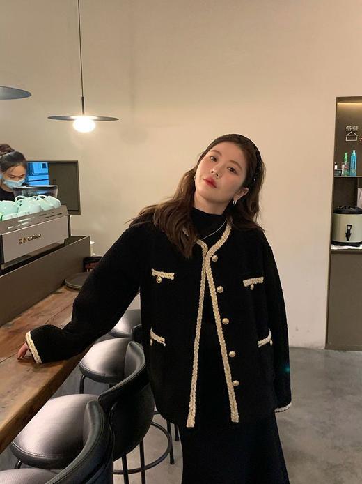 【小香风羊羔毛外套】秋冬加厚新款 韩式气质名媛复古短款上衣 商品图1