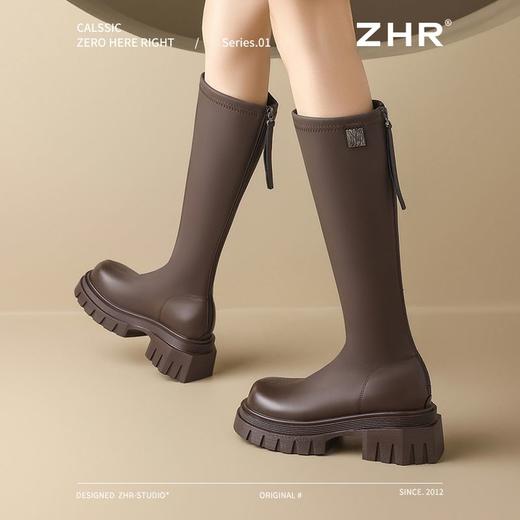 ZHR则则长筒靴加绒厚底骑士靴气质百搭2024新款显瘦长靴时尚女靴 商品图8