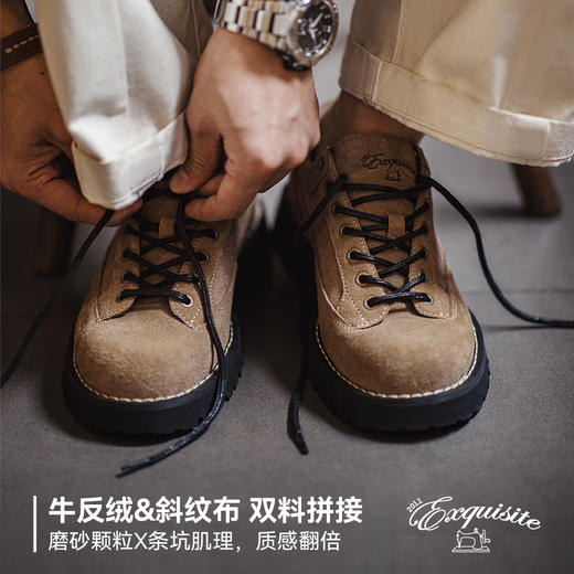 马登沙丘短脸鞋男冬季新款厚底低帮圆头休闲皮鞋美式复古工装鞋 商品图1