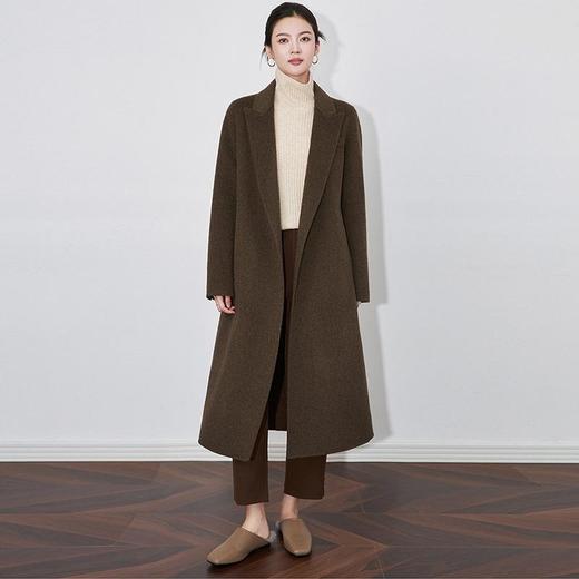 【高货wl】全新升级【铂金会员809/天猫1099/差价290】(00250) 洛诗琳秋冬新款高级感100羊毛双面呢加厚翻领修身系带大衣 商品图4