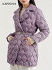 【商城同款】阿菁娜2024冬季新款两色可选翻领中长款白鹅绒羽绒服A28D216057 商品缩略图2