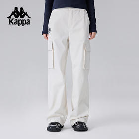 Kappa卡帕背靠背新款运动长裤弹力裤子女款休闲裤复古直筒工装裤K0F22AX01