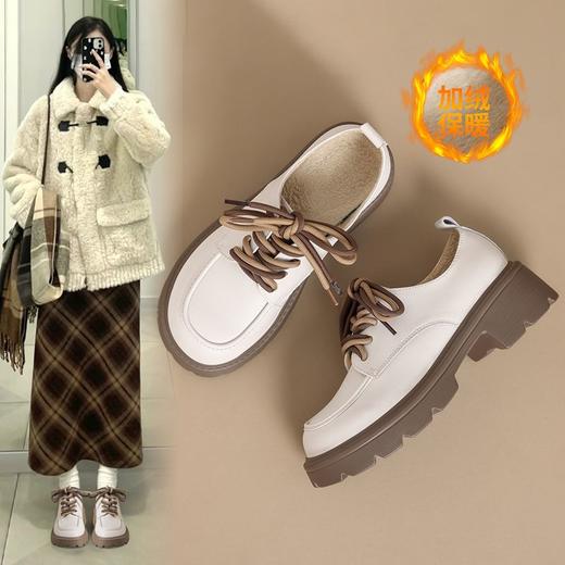 ZHR则则真皮加绒小皮鞋女厚底百搭英伦风乐福鞋增高鞋子冬季单鞋 商品图2