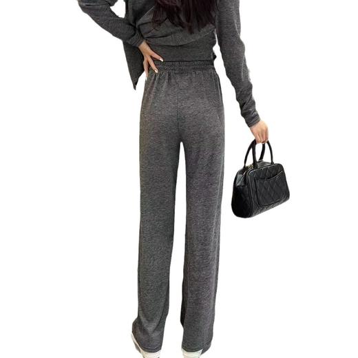 「3件套！慵懒松弛风」运动休闲糯米套装女2024新款宽松开衫吊带阔腿裤三件套上衣下装 商品图4