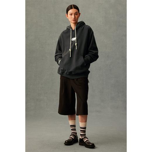 GOODBAI 双飞白鸽logo印花水洗做旧连帽加厚套头卫衣 商品图0