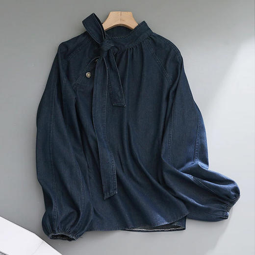 裁缝学苑AS376蝴蝶结系带牛仔衬衫纸样女装灯笼袖上衣衬衣样板 商品图1