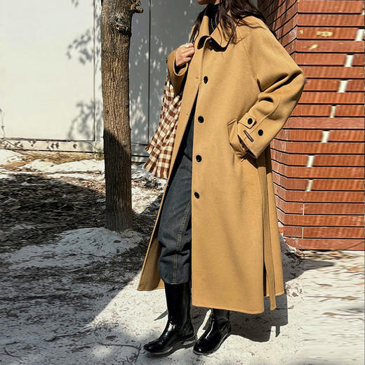 【顺丰包邮】41723 洛诗琳秋冬高级感羊毛大衣韩版小翻领毛呢大衣888A 商品图3