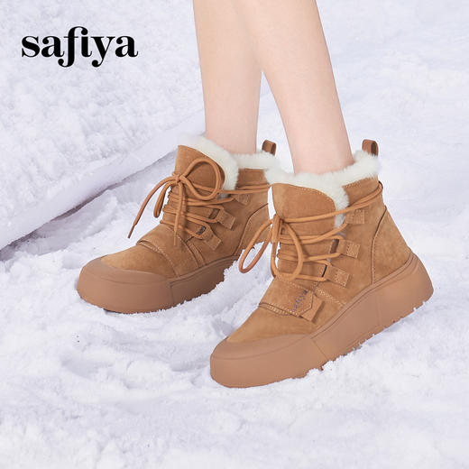 Safiya/索菲娅2024冬季百搭系带保暖外穿羊羔毛加绒棉鞋 SF4411A174 商品图1
