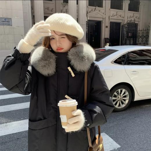 【新款过膝中长款羽绒棉服】韩版宽松大毛领 加厚冬装 学院风棉衣 商品图5