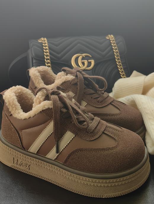 加绒羊剪毛厚底面包德训鞋磨砂皮透气猪里皮 商品图3