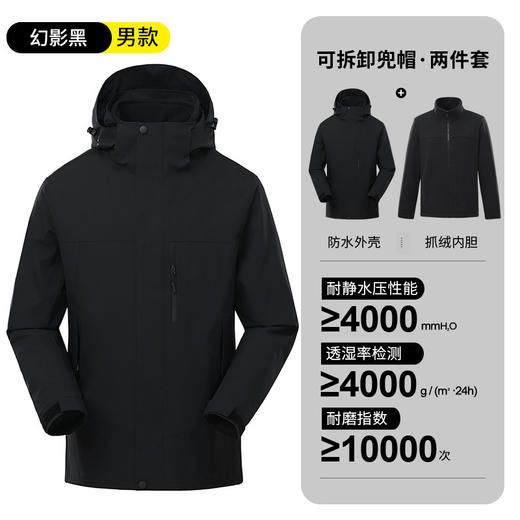 国标GB32614冲锋衣！2024新款男女防风防水三合一外套运动户外秋冬登山服男款！ 商品图8