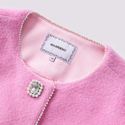 浪漫优雅芭比粉钉珠钻扣毛呢外套MF85CT753 商品图1
