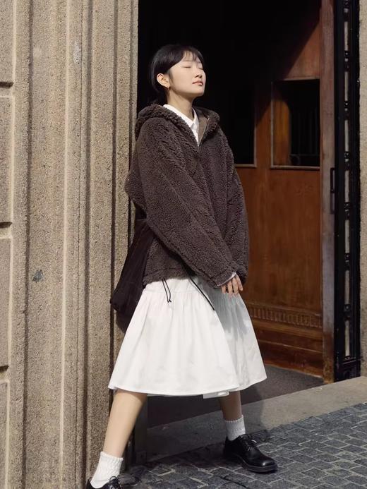 步履不停/4D23122C/两面穿棕色羊羔毛保暖开衫外套上衣 商品图3