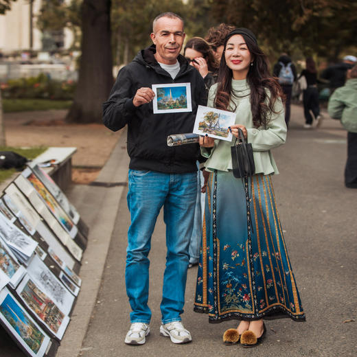 【林栖设计小店】（现货）青绿渐变马面裙国潮风绣花改良2025春季女装新中式半身裙子1951001 商品图1