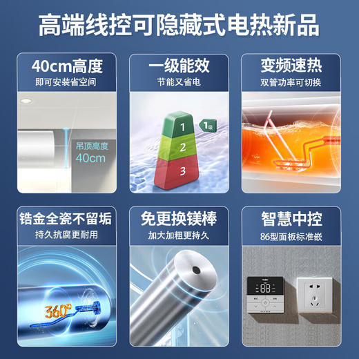 海尔（Haier）全隐藏式电热水器60升/50线控吊顶双管变频3300W速热免换镁棒一级能效免清洗内胆手机APP智控L7N 60L 3300W 商品图1