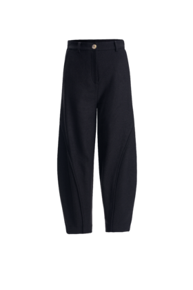 OUTOFLAW 全羊毛嵌绳工艺茧型裤-黑色