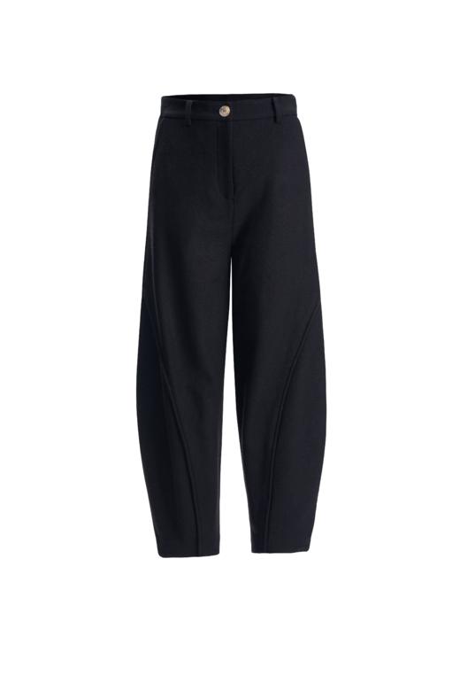 OUTOFLAW 全羊毛嵌绳工艺茧型裤-黑色 商品图0