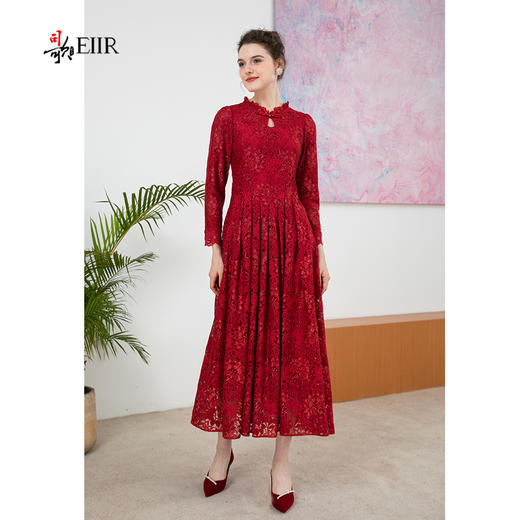 司歌蕾丝连衣裙喜庆端庄长裙A901024X 商品图2