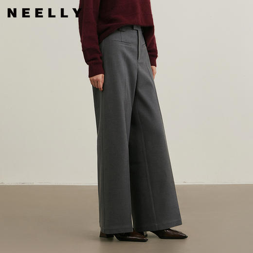 NEELLY纳俪商场同款冬季新款高腰通勤西装长裤女直筒阔腿裤休闲裤N24111H01145 商品图0