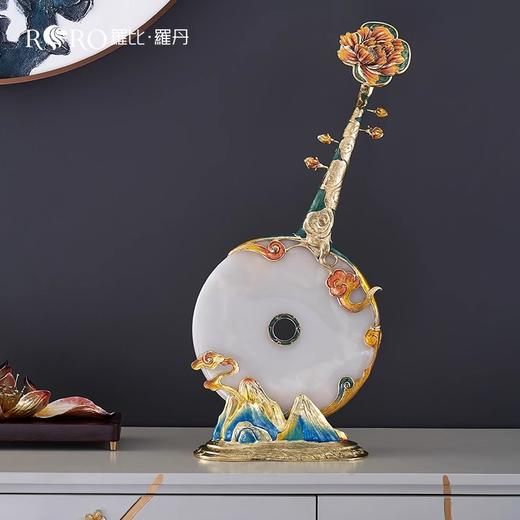 【样品特惠3折，仅1件，无货退款】罗比罗丹行云流水平安扣玉石摆件珐琅彩工艺琵琶玄关装饰品罗比罗丹行云流水摆件 商品图2