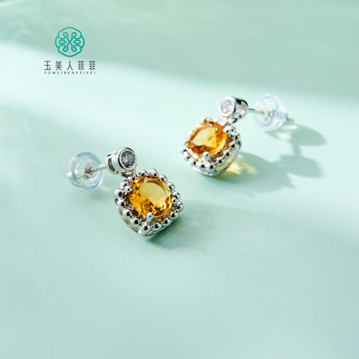 S925黄水晶方面切割耳坠约9*9mm 商品图0