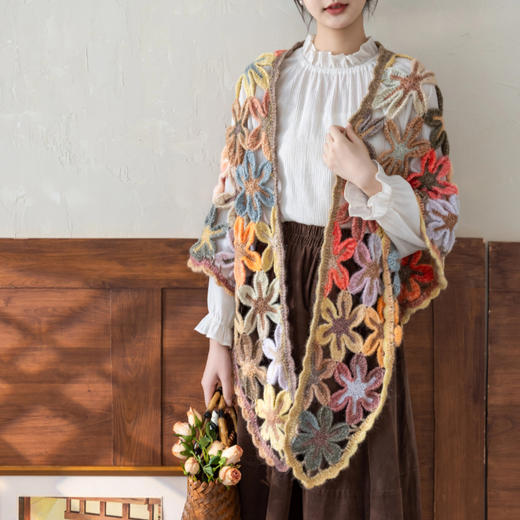 苏苏姐家斑斓拼花披肩套装手工diy钩针编织毛线团材料包 商品图1