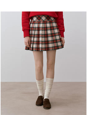 Teenie Weenie小熊格纹半身裙女冬季短裙TTWH248C19N
