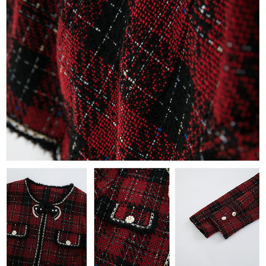 司歌假两件小香风连衣裙收腰弹力A901045y 商品图3