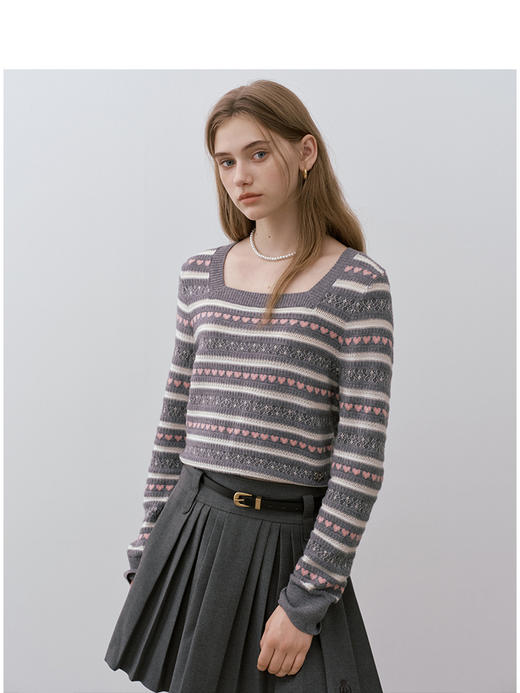 Teenie Weenie小熊条纹毛衣女冬季毛衫TTKW248C56N 商品图1