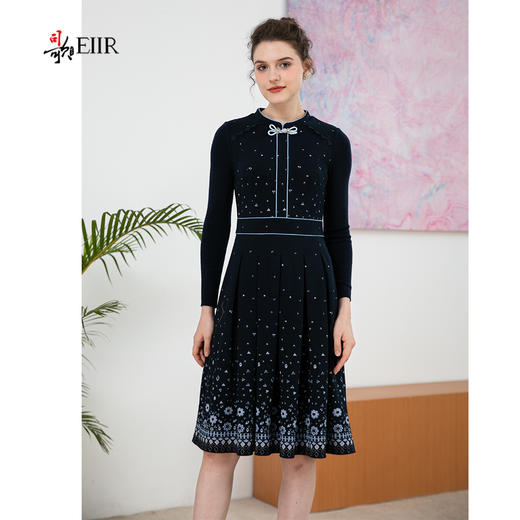 司歌提花针织收腰冬连衣裙弹力端庄A901048X 商品图4