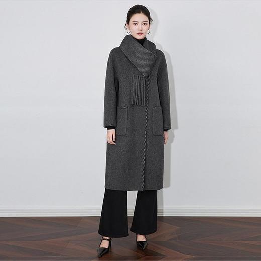 【高货wl】全新升级【铂金会员661/天猫899/差价238】(33417) 洛诗琳绵羊毛混纺骆驼绒可拆围脖长袖毛呢斜门襟大衣外套 商品图2