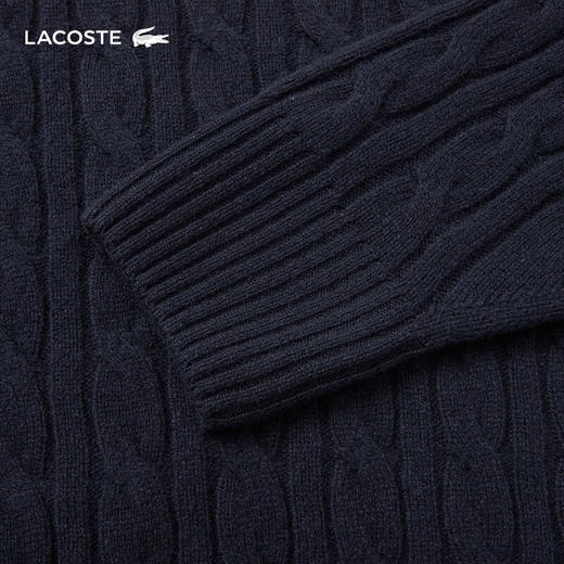 Lacoste【王一博同款】法国鳄鱼男装新款圆领绞花羊毛衫AH2924-10 商品图13