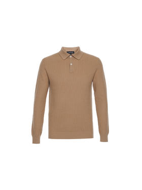 callisto“绒”系列卡其色羊毛混纺毛衣