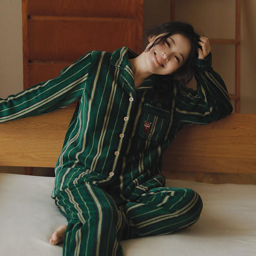 【断码特价】卡通小熊猫珊瑚绒情侣睡衣女冬季秋冬款男士加厚保暖家居服睡袍 商品图4