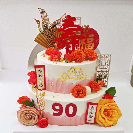 鲜花祝寿双层蛋糕 商品图4