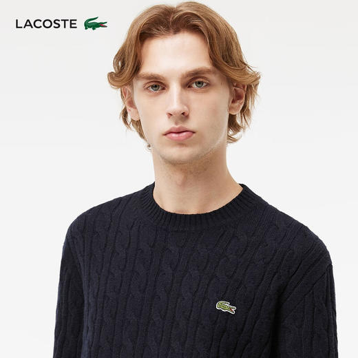 Lacoste【王一博同款】法国鳄鱼男装新款圆领绞花羊毛衫AH2924-10 商品图2